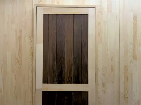 Дверь из липы и абаша 40 x 700 x 1800 мм, «Глухая», №1, класс Экстра